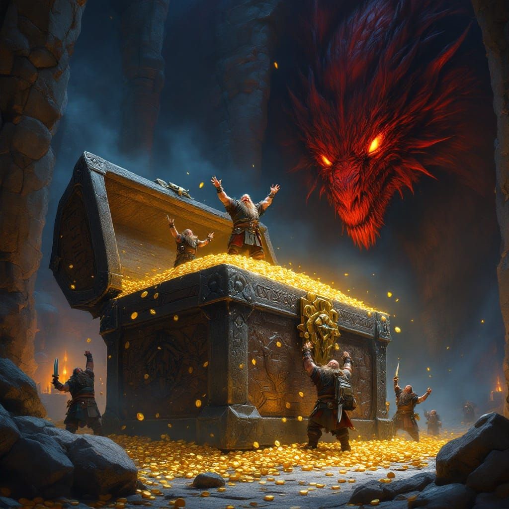 Colossal Treasure Chest in Ancient Dungeon Chamber