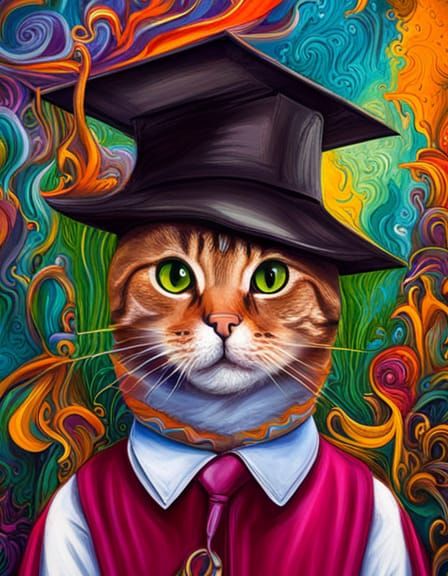 Cat's Graduation: Graffiti Art Portrait