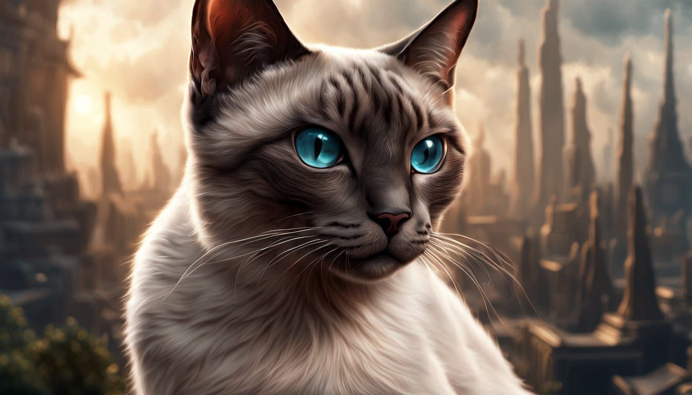 Hyper Realistic Siamese Cat Hybrid Portrait
