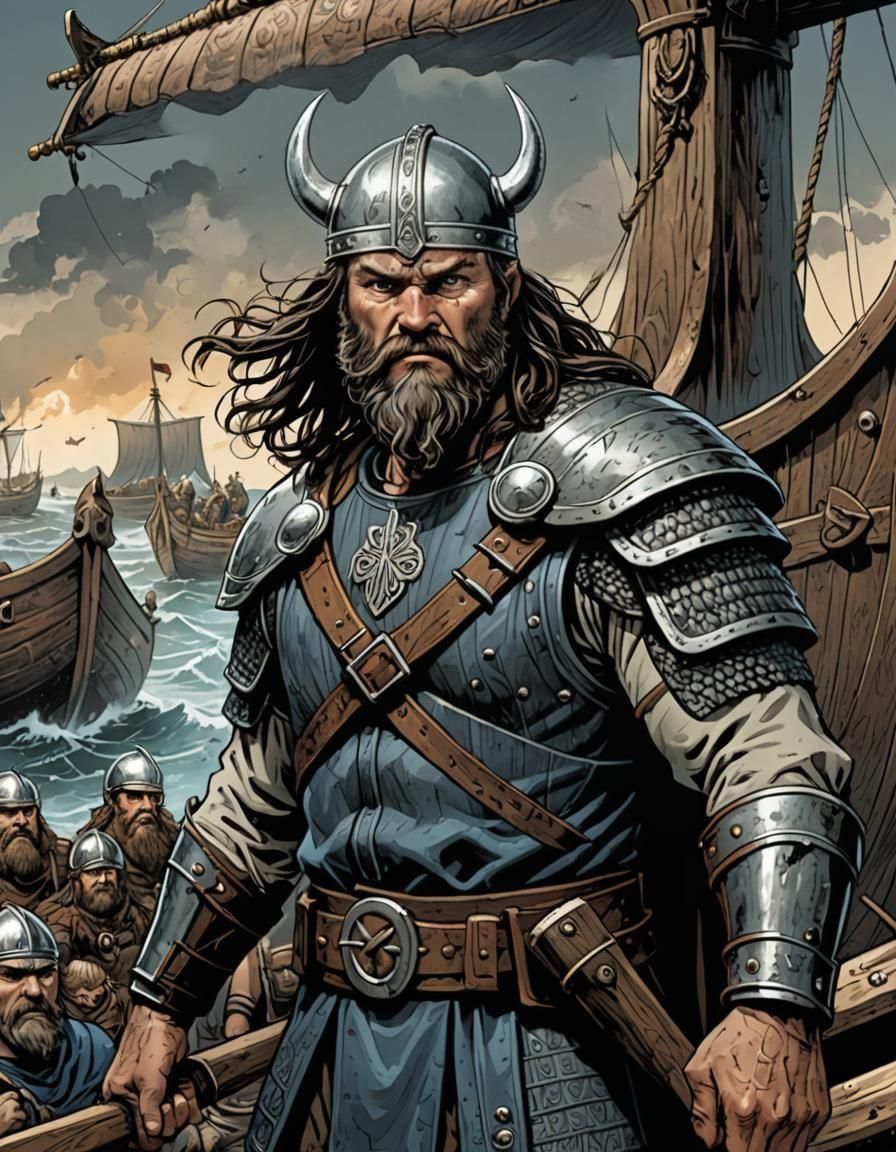 Viking Warrior with Hammer in Comic Book Art