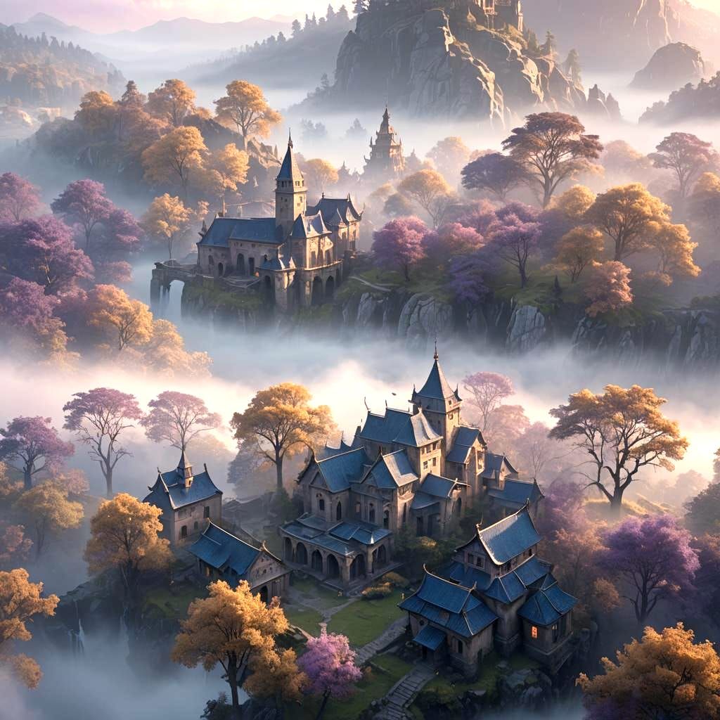 Misty Scene in Detailed Matte Painting Style