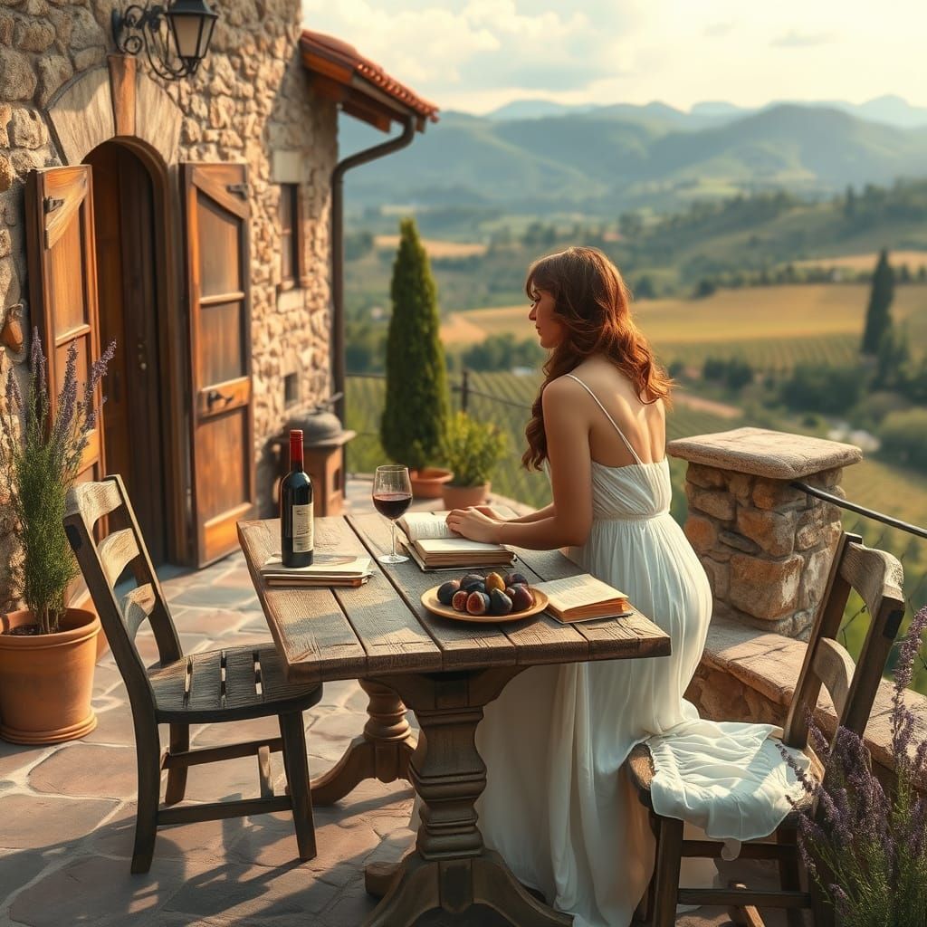 Tuscan Villa Scene in Ethereal Light