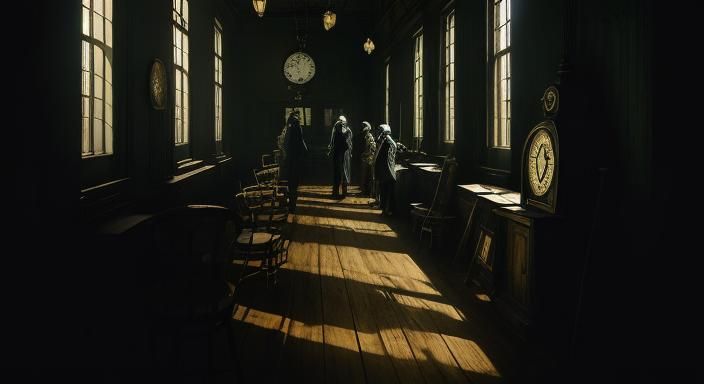 Reapers Punching Clock in Surrealist Factory