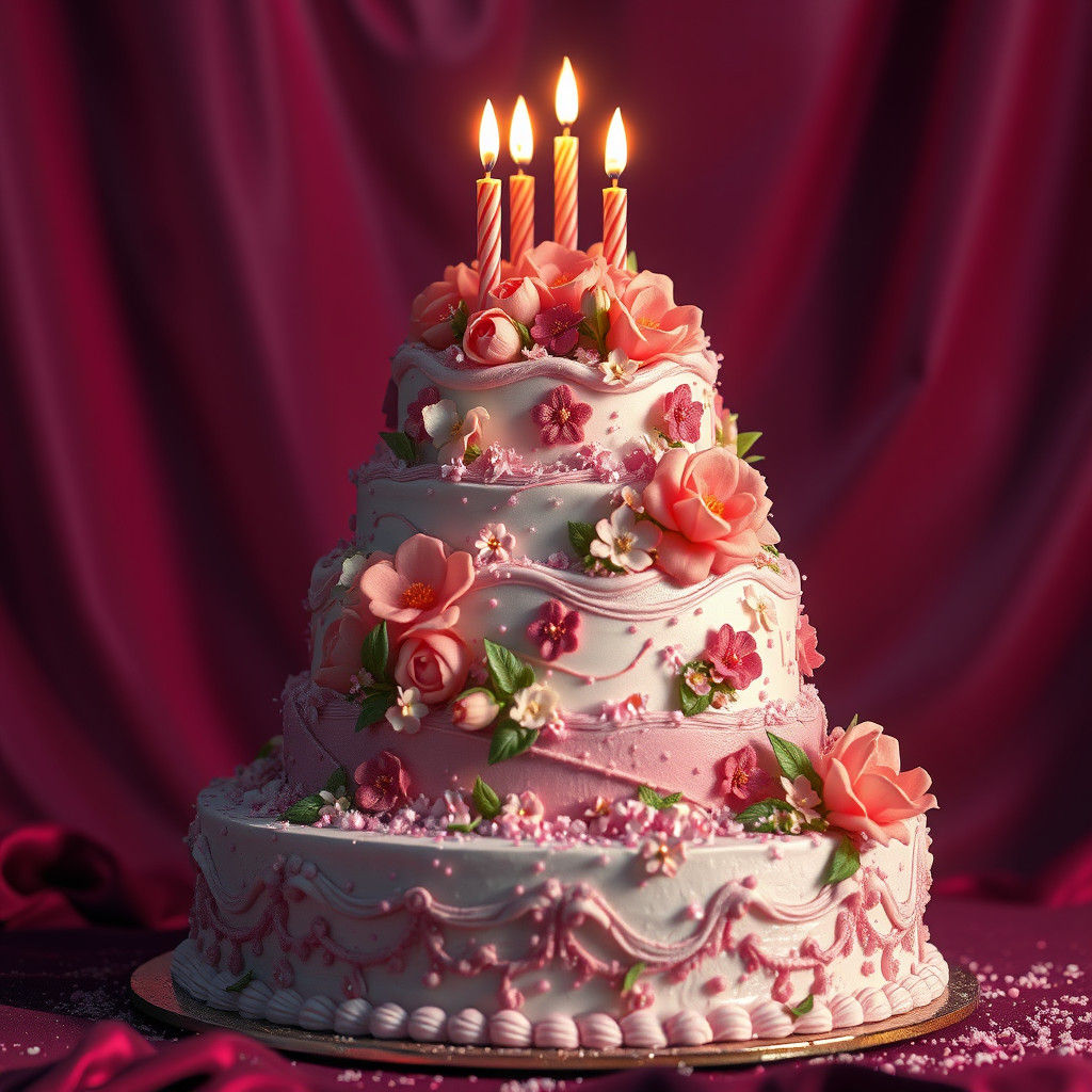 Fantastical Birthday Cake in Dreamlike Realm