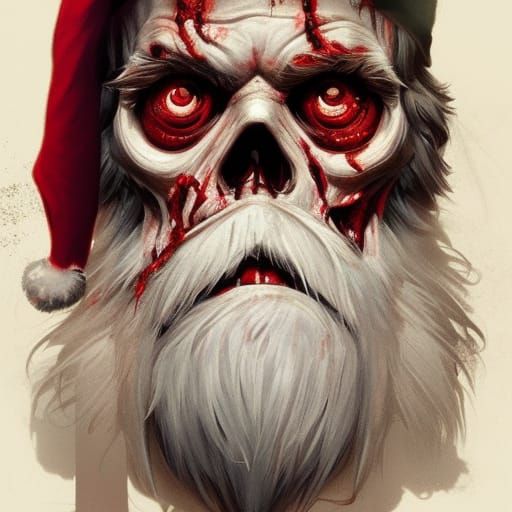 Hyperdetailed Zombie Santa Portrait in Splash Art Style