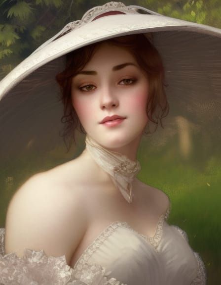 Victorian Woman Portrait in Art Nouveau Style