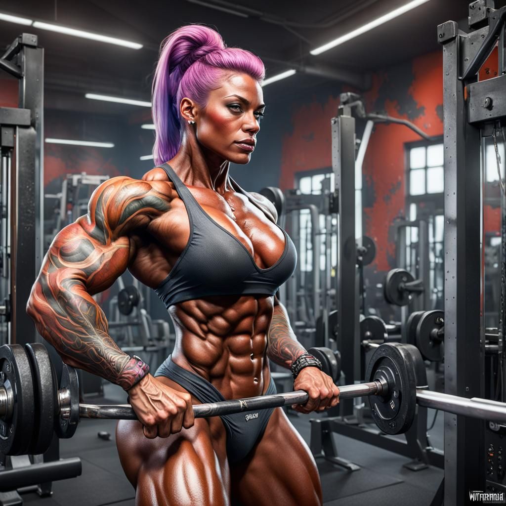 Muscular Bodybuilder Portrait in Hyperdetailed Digital Art