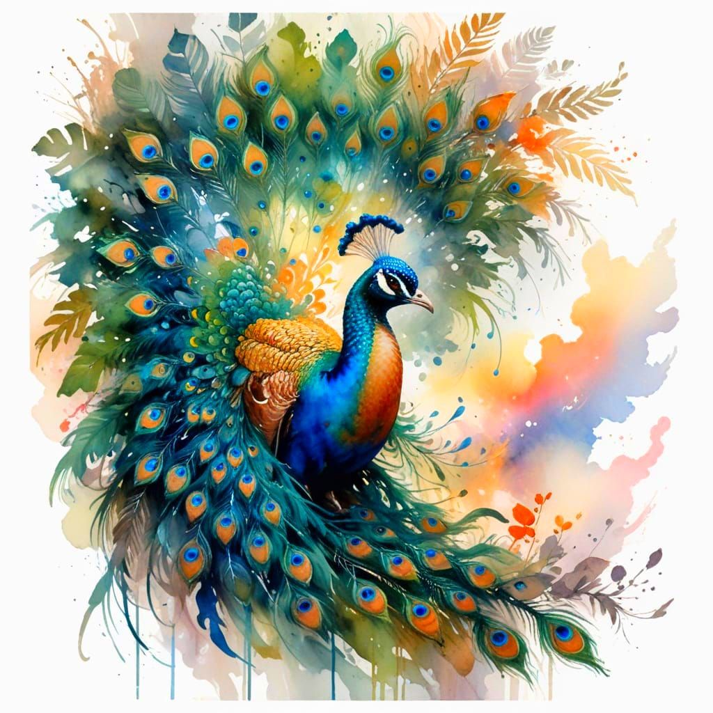 Mystic Peacock in a Cloud-Draped Jungle at Sunrise