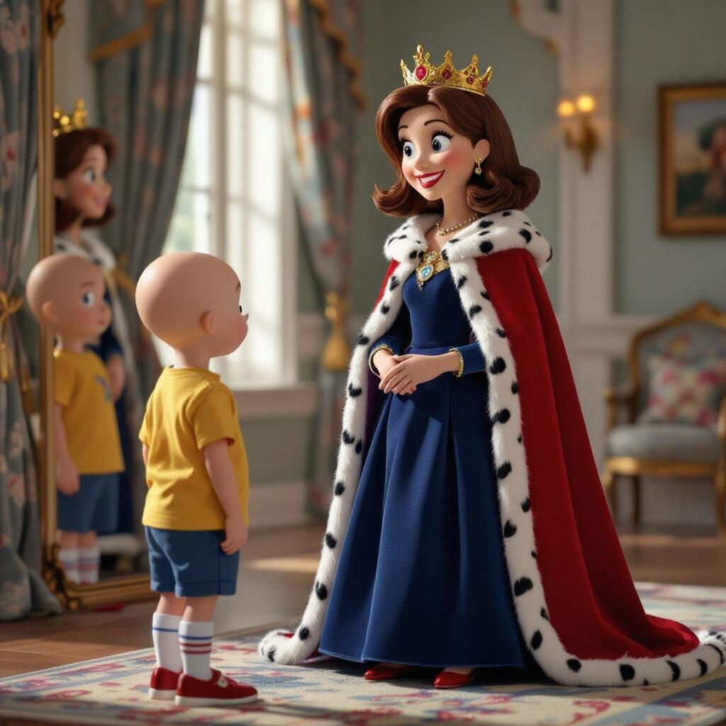 Queen Doris and Caillou in Royal Attire
