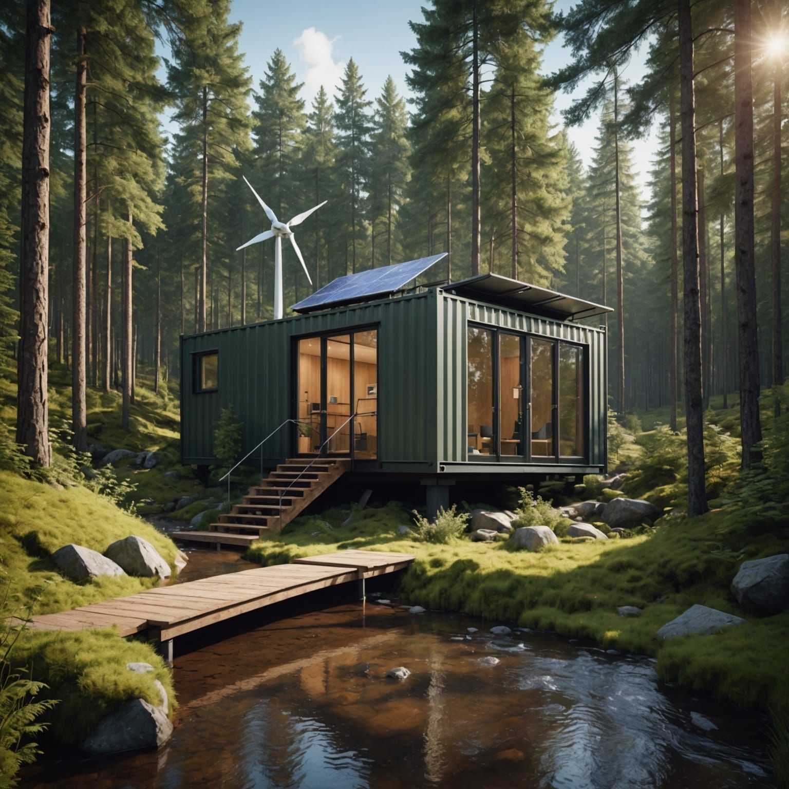 Sustainable Container Home in Forest Clearing