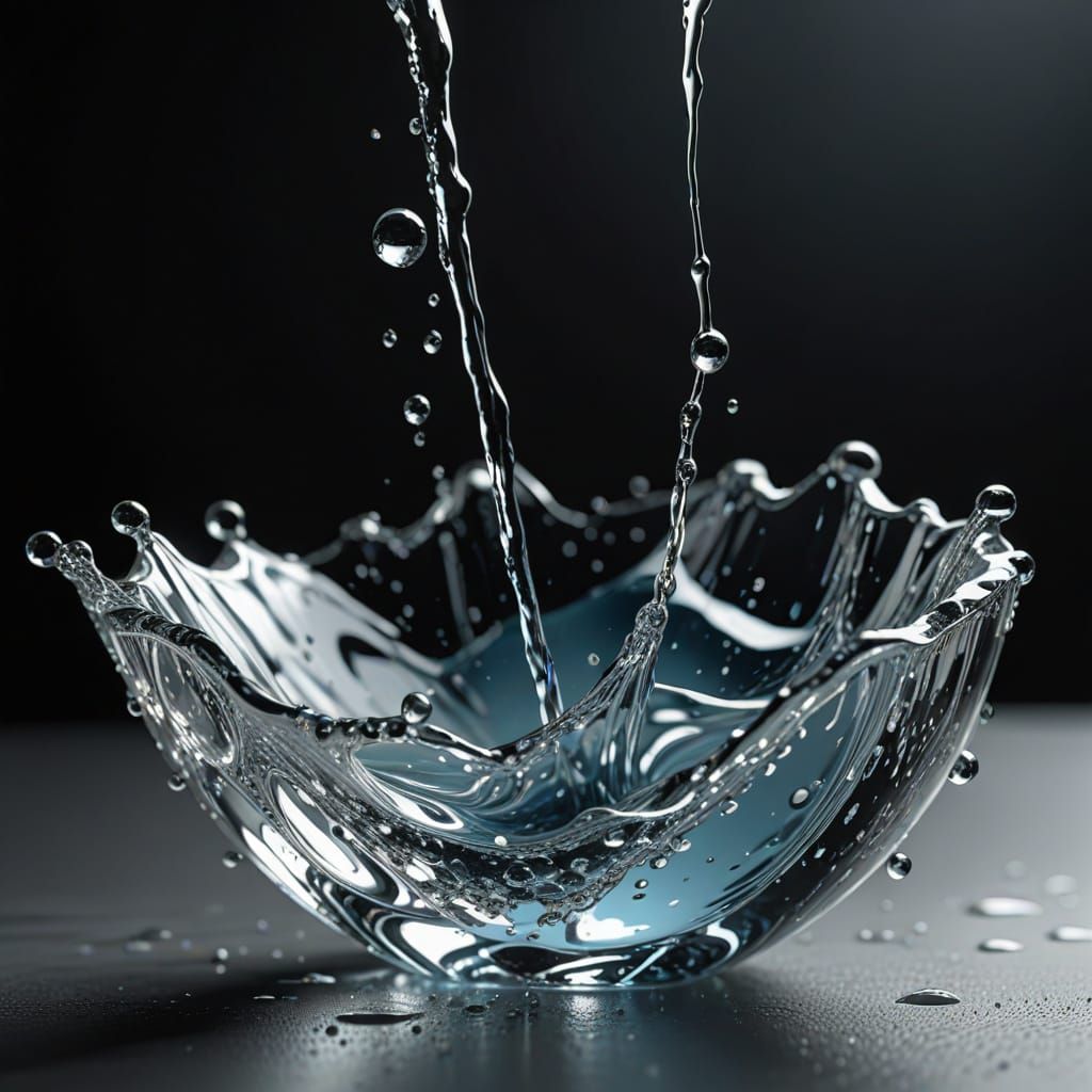 Glass sculpture of pouring water