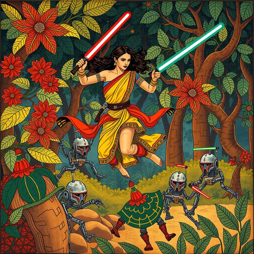 Jedi Warrior in Madhubani Style on Kashyyyk