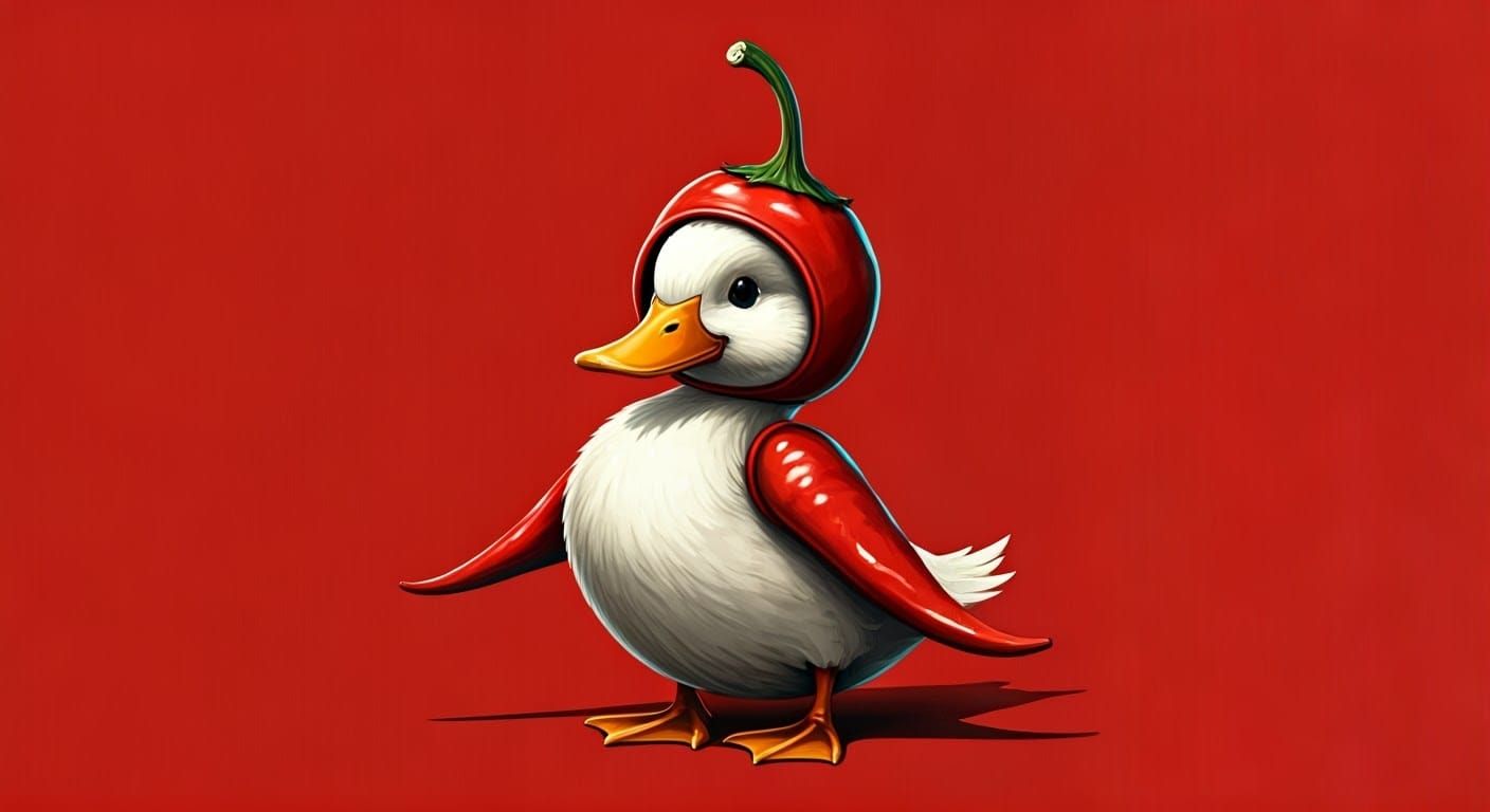 Duck in a Chili Pepper Costume