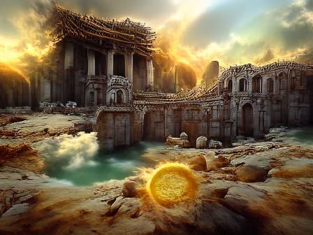 Ancient Sun God Ruins: Detailed Matte Painting