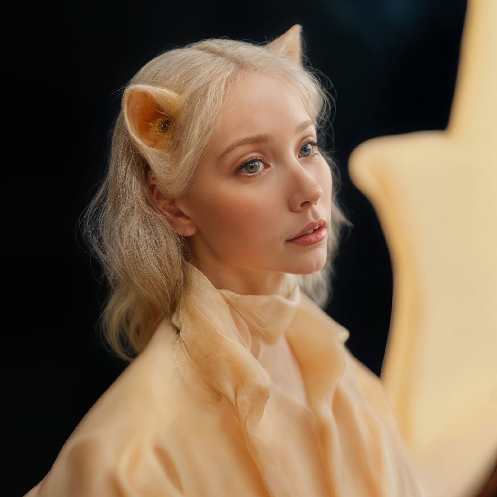 Surreal Cats on Embroidered Antique Furniture