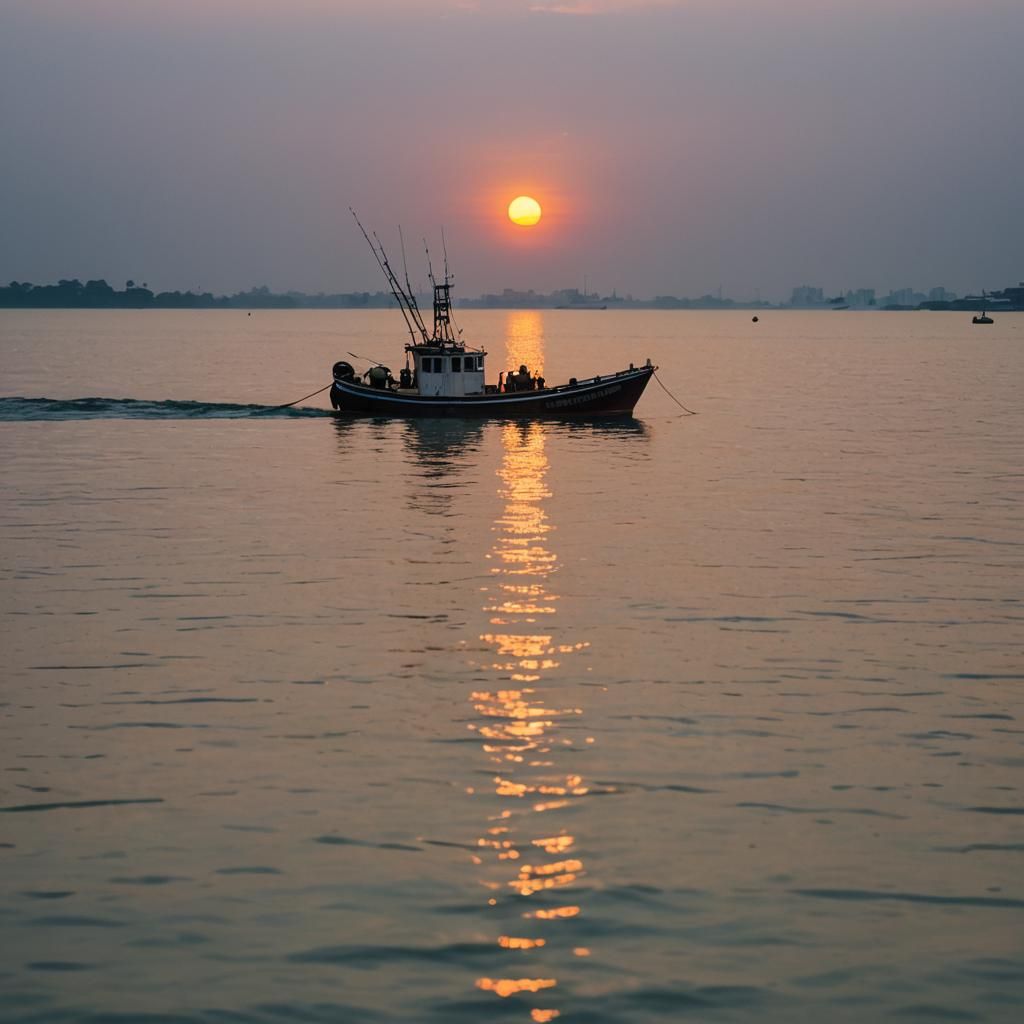 Fishing Boat at Sunset: Professional Photography