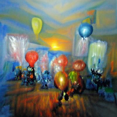 Impasto Party Balloons with Volumetric Lighting