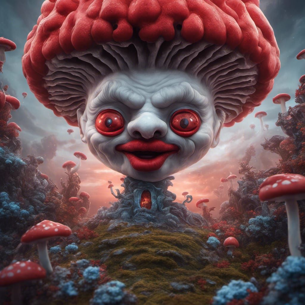 Surreal Mushroom Trip: A Fantastical Vision