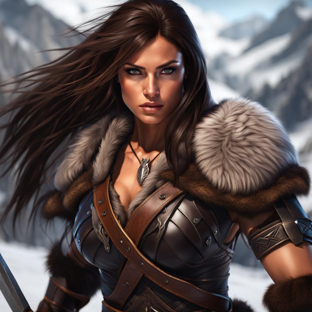 Fantasy Female Fighter in Leather Armor