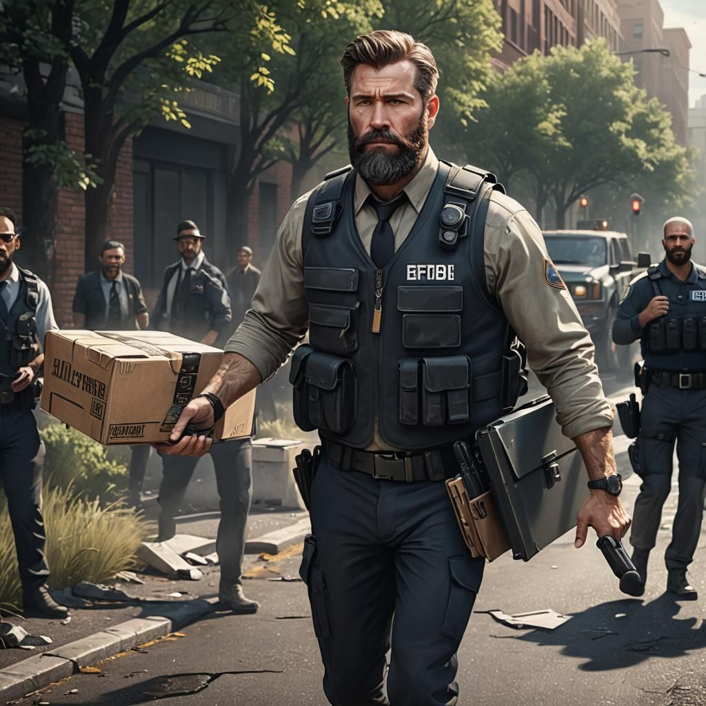 FBI Agent at Crime Scene: Detailed Matte Painting