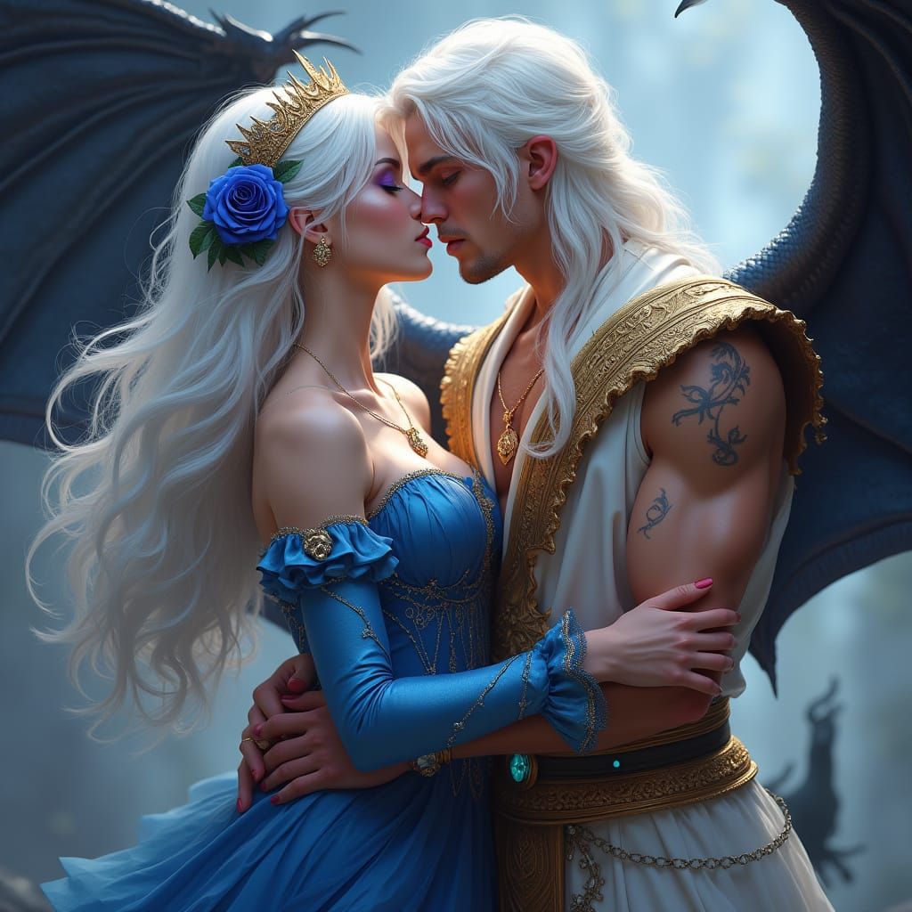 Ethereal Goddess in Whimsical Embrace