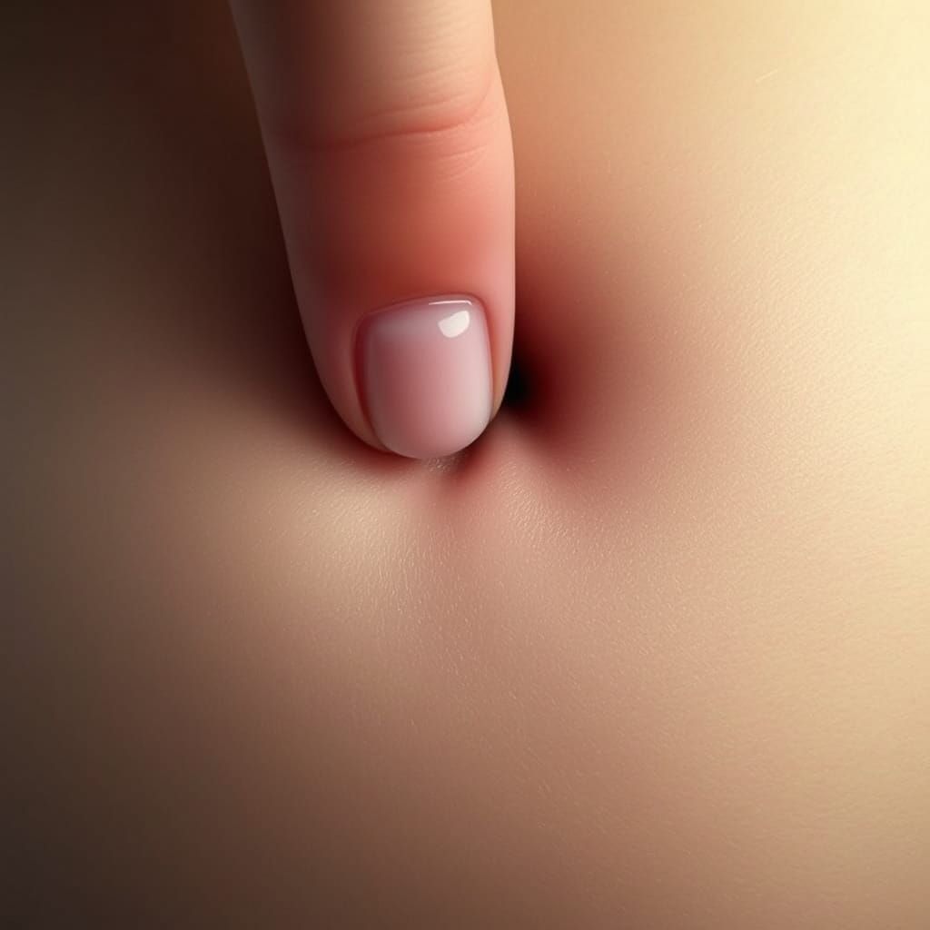 Human Figure Accentuates Belly Button in Hyperrealistic Deta...