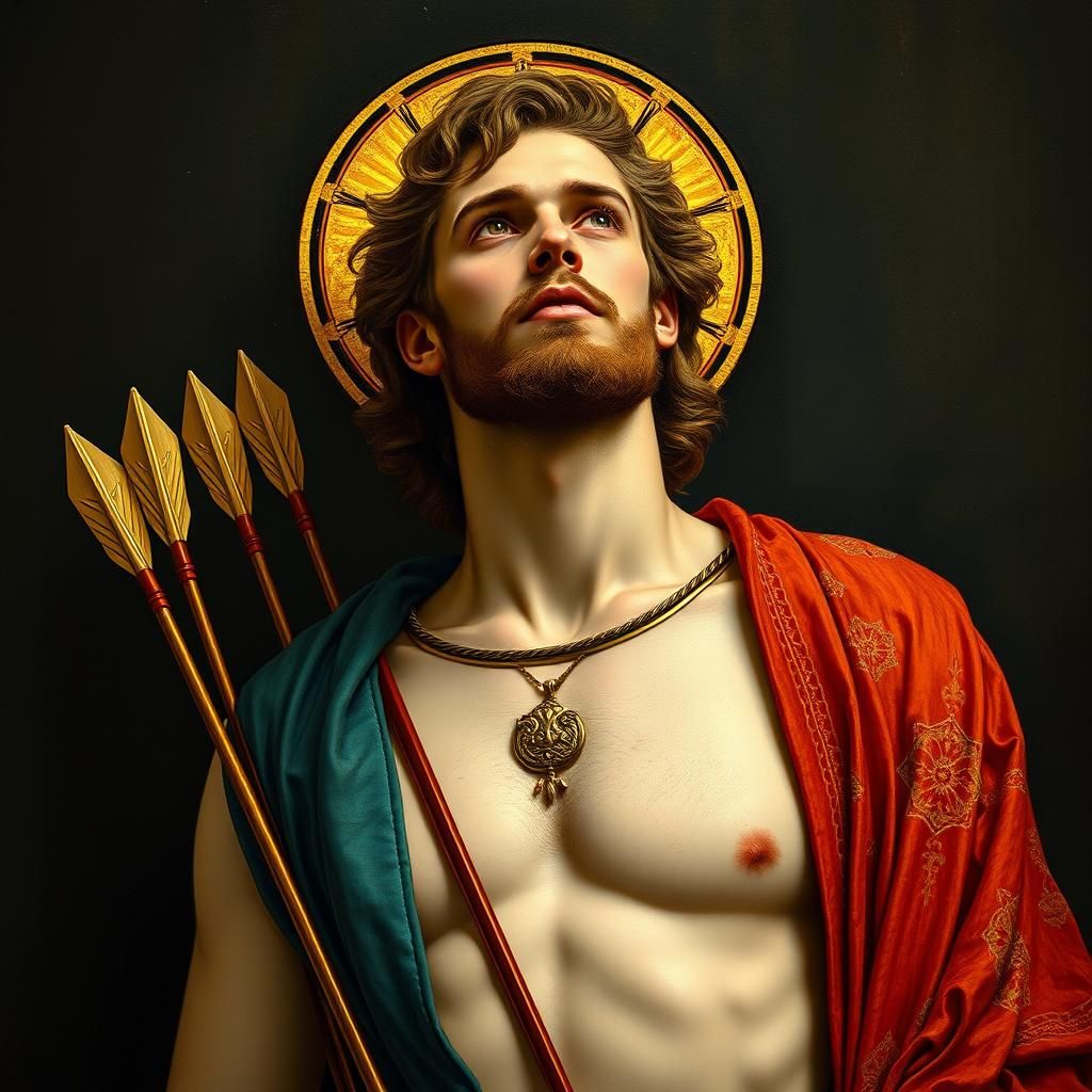 Saint Sebastian in Gustav Klimt Style