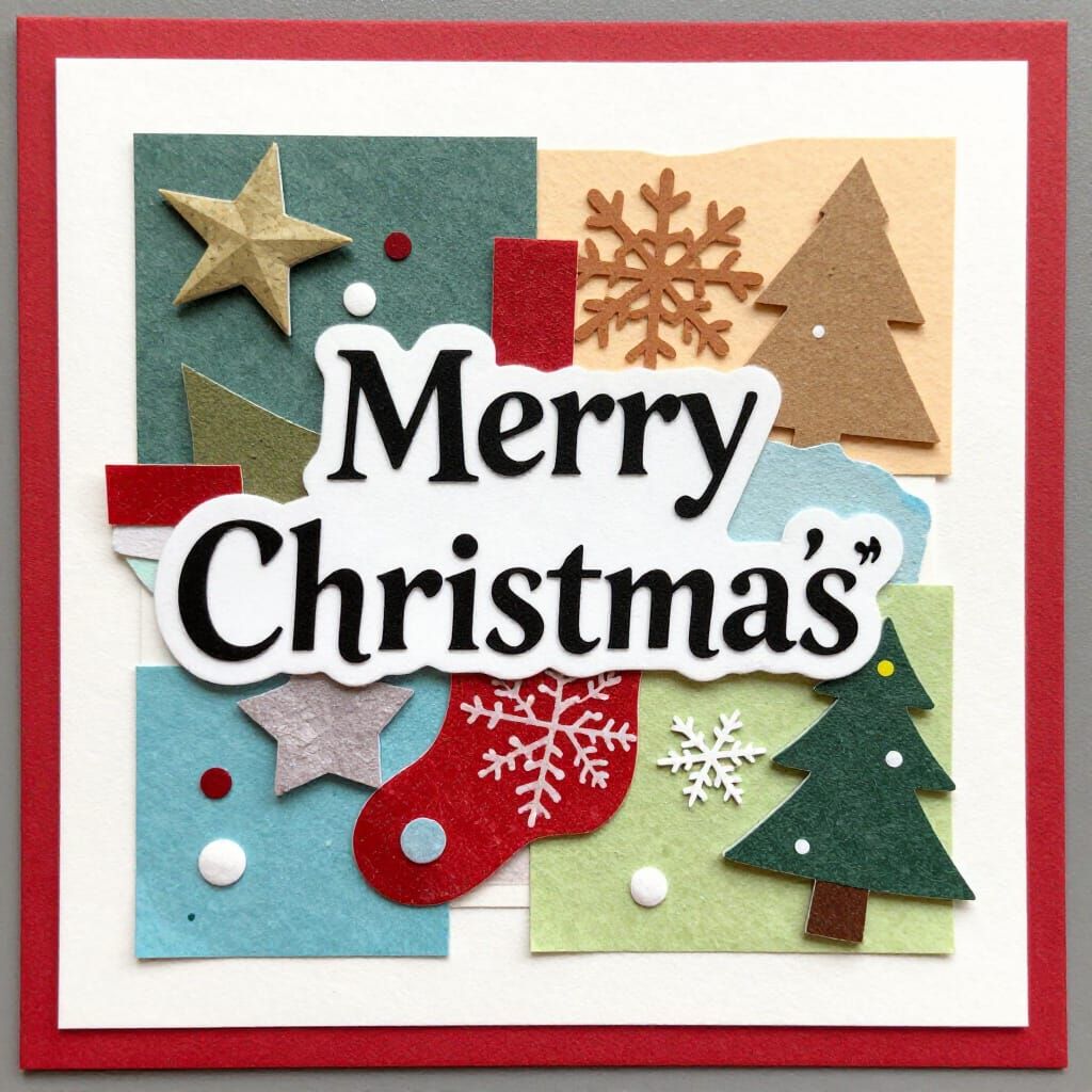 Christmas Card Collage With "Merry Christmas" Text