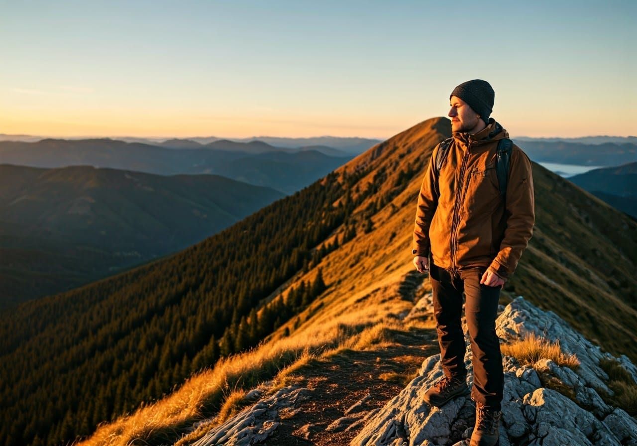 Mountain Solitude at Dawn, Earthy Portrait