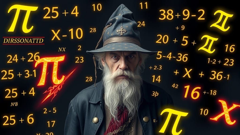 Ancient Sage Enveloped by Luminous Mathematical Formulae