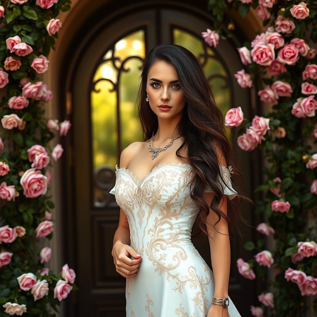 Enchanting Fantasy Portrait in Elegant White Gown