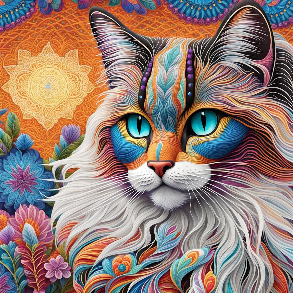 Alebrije Landscape with Maine Coon Cat