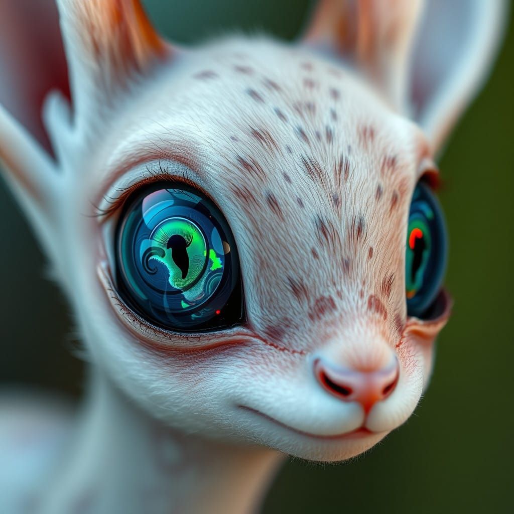 Whimsical Creature with Mesmerizing Opal Eyes