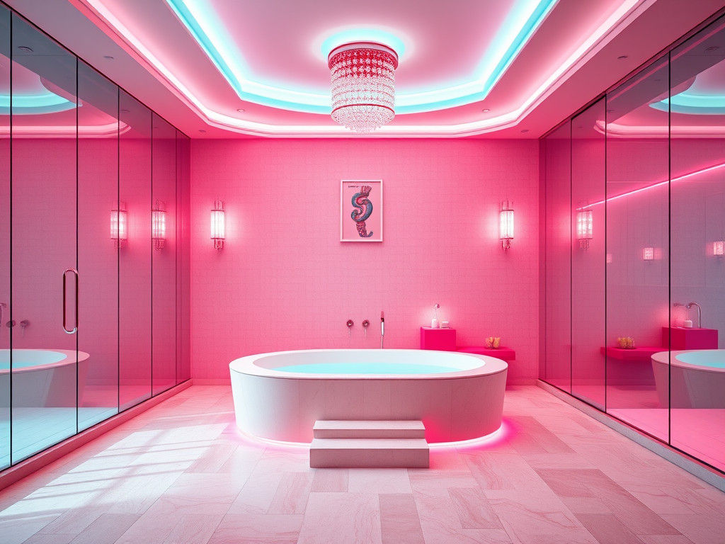 Luxurious Modern Spa Interior in Neon Pink and Teal