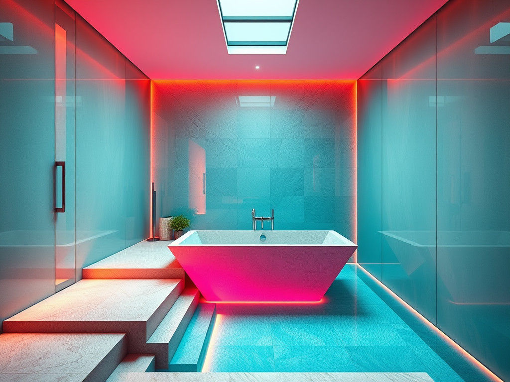 Modern Art Nouveau Spa with Neon Accents