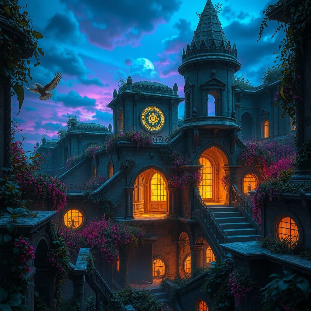 Mystical Sanctum in Ancient Ruins: Fantasy Matte Painting