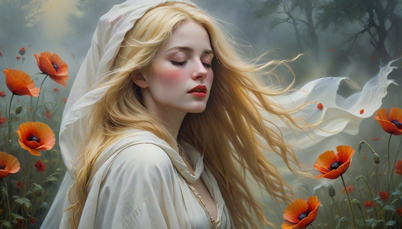 Ethereal Enigma in Foggy Garden