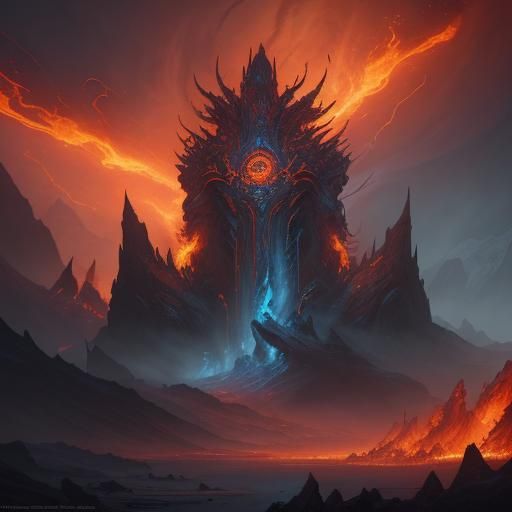 Majestic Fire God in Detailed Fantasy Concept Art
