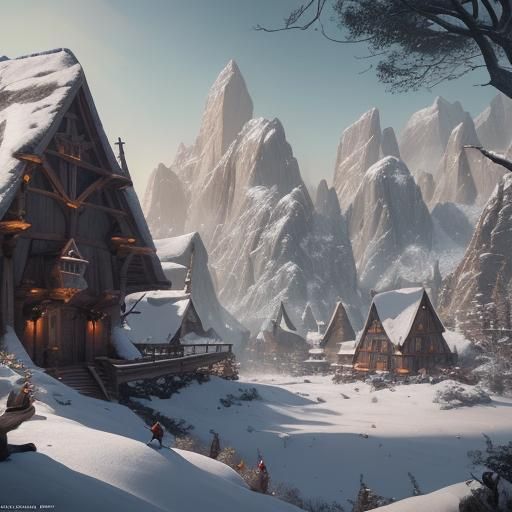 Snow White and Dwarfs: Detailed Fantasy Art