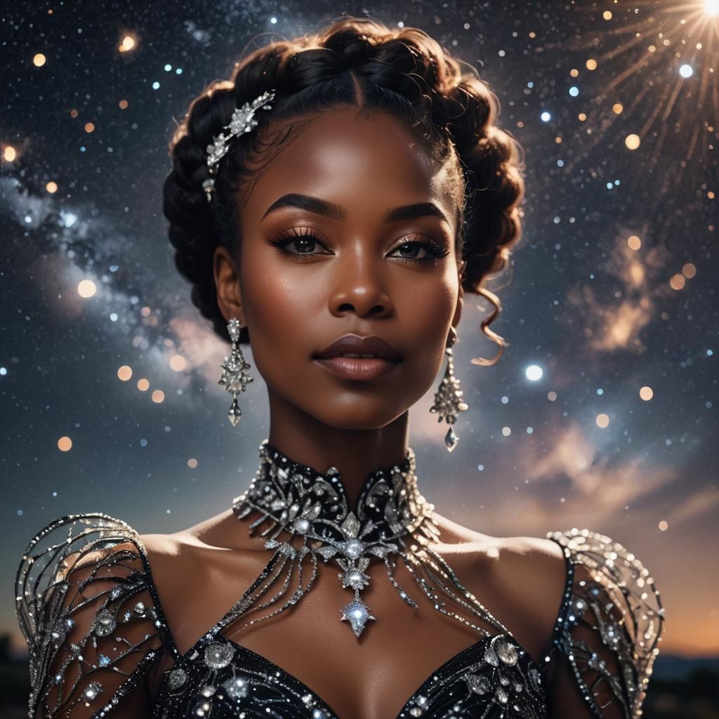 Glamorous Portrait of Woman in Rhinestone Dress