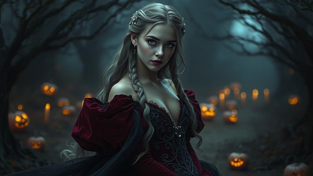 Halloween Princess in Gothic Setting
