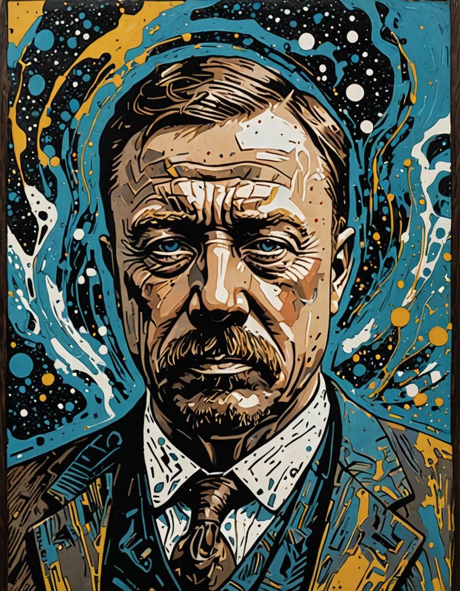 Theodore Roosevelt Portrait in Abstract Style