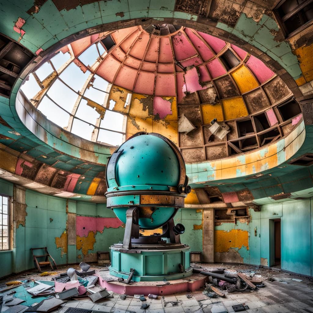 Abandoned Observatory Dome with Weathered Telescope