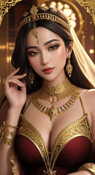 Queen of Hearts Card with Gold Foil Details