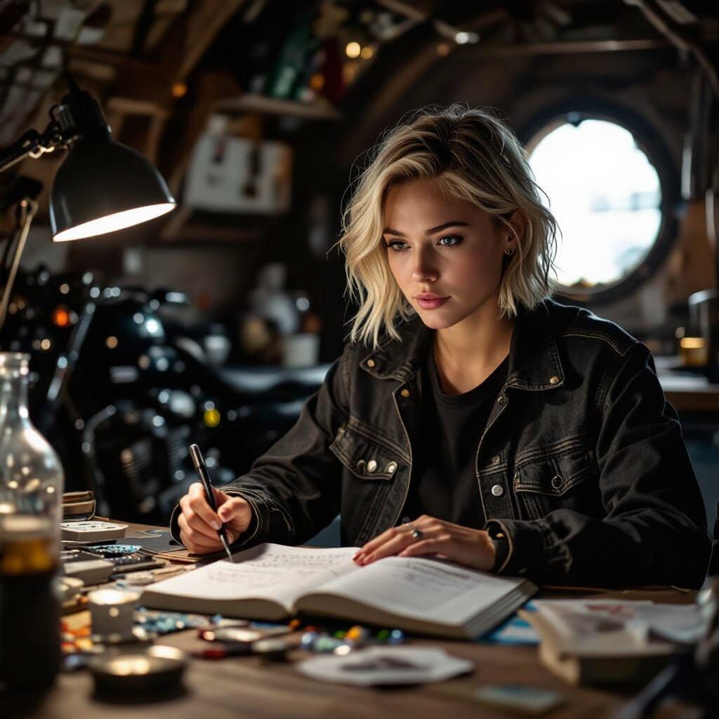 Young Woman Contemplates Future in Makeshift Lab