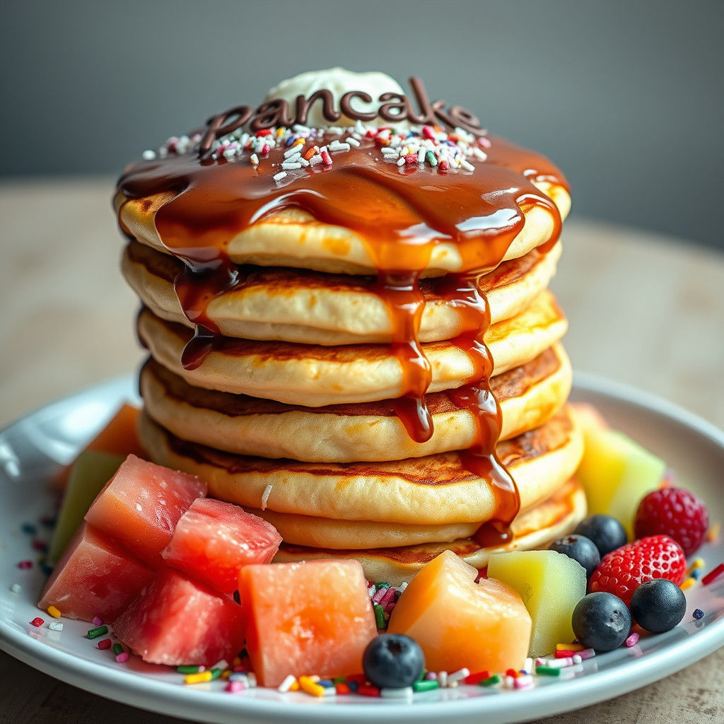 Pancakes with Nutella in Surreal Food Art Style