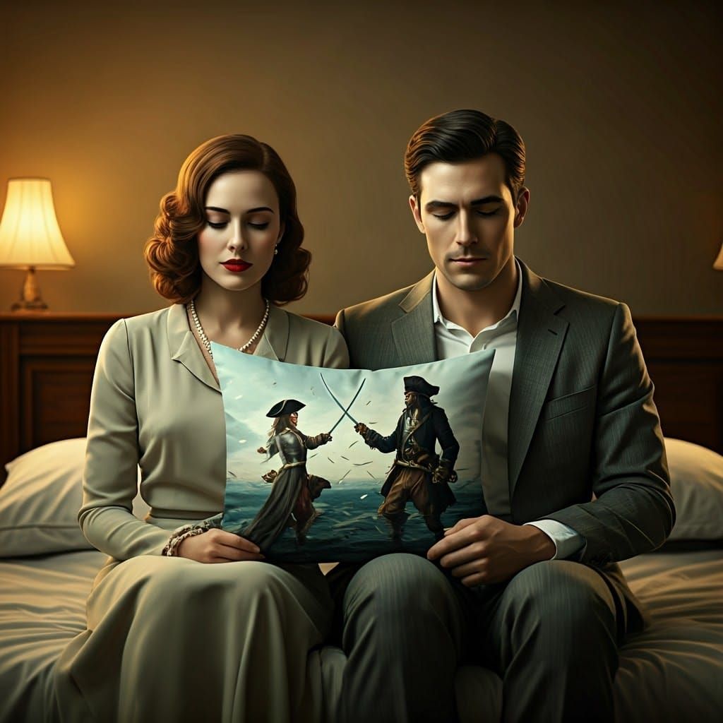 Surrealist Pillow Scene in Soft Golden Light