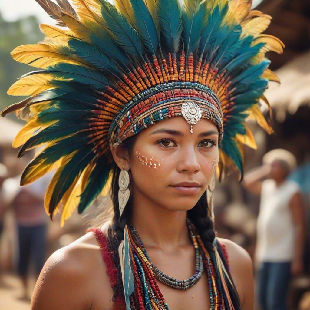 Photographer in Amazonian Village, National Geographic Style