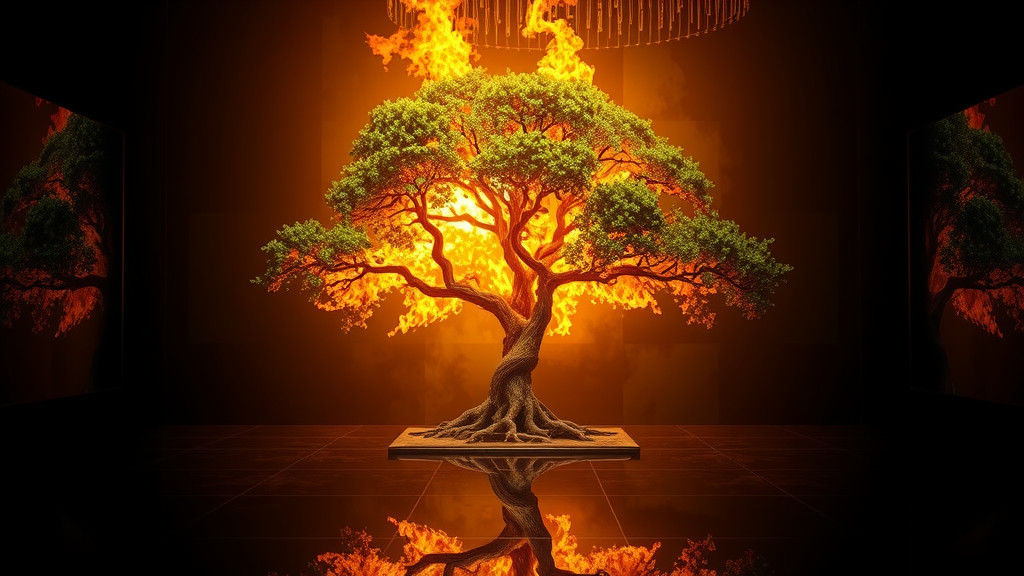 Inferno Tree in Mirrored Room: Dystopian Art