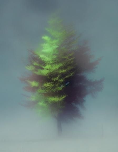Bioluminescent Tree Concept Art in Oil Painting Style